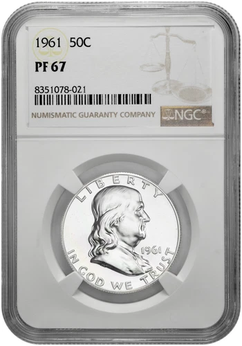 1961 50C Silver Proof Franklin Half Dollar NGC PF 67 White Coin in New Holder