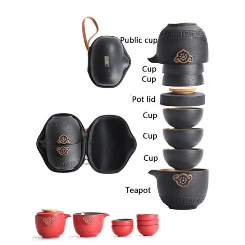 Juego de viaje de té chino de alta calidad tetera portátil de cerámica porcelana ceremonia de té - Imagen 6 de 8