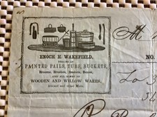 Antique Bill Head 1852 Boston Massachusetts Enoch H Wakefield Paint, Baskets Etc