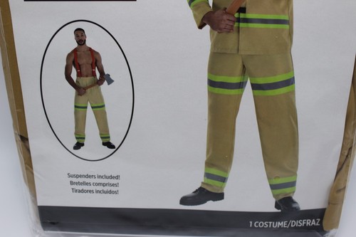 Firefighter Fire Man Yellow Suit Yourself Dress Up Halloween Adult Costume C1570 - Picture 4 of 7