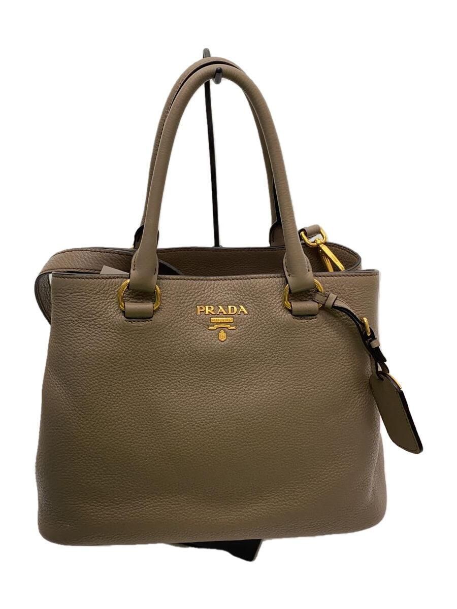 PRADA 1BA058 handbag leather Gray plain Used | eBay