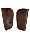 Classic Blade Style Key Holder Cover Leather for Mercedes R107 W108 W109 Brown