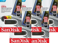 Lot of 5 SanDisk 16GB Cruzer Ultra USB 3.0 100MB/s Flash Thumb Drive SDCZ48-016G
