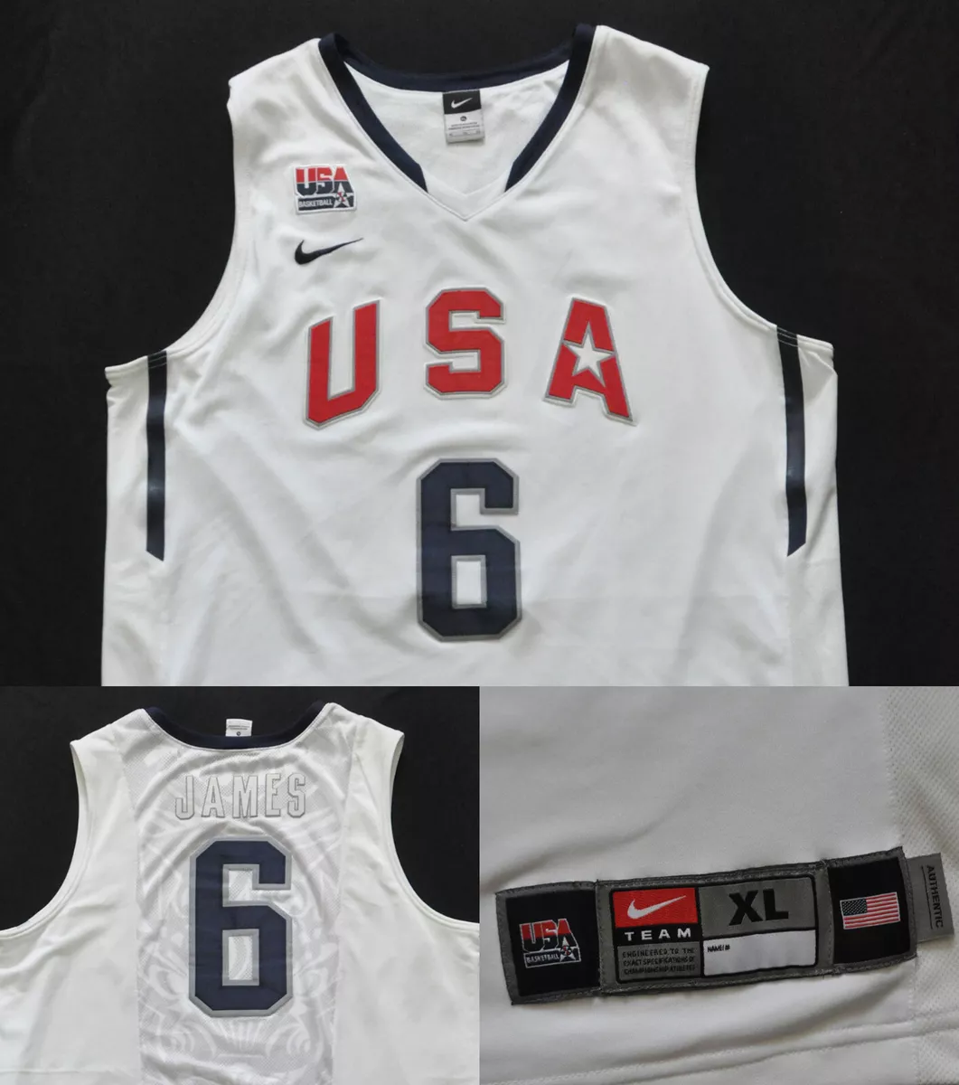 LEBRON JAMES TEAM USA 2012 LONDON OLYMPICS 6 NIKE JERSEY AUTHENTIC MEN SEWN XL