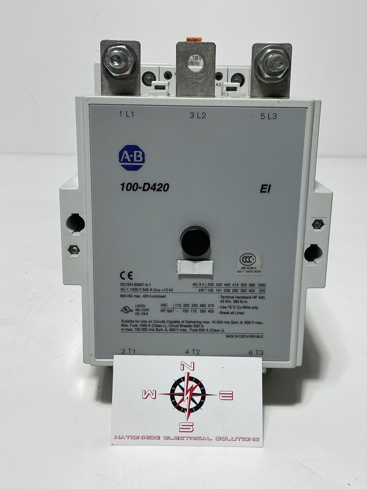 Allen Bradley 100-D420 420A Contactor 600V