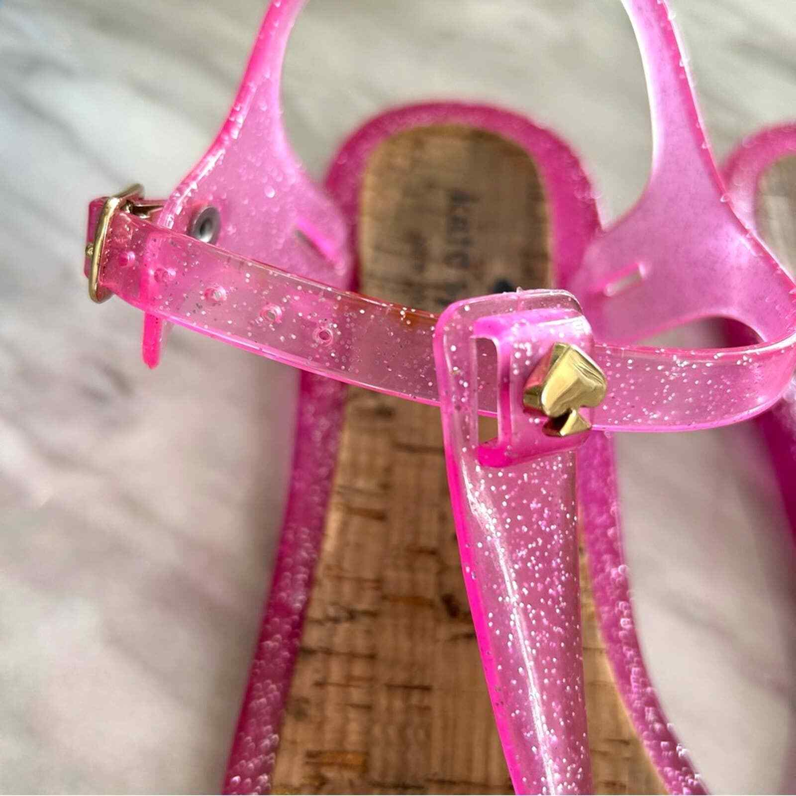 Kate Spade Pink Glitter Jelly Sandal Gem