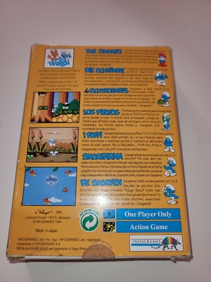 Jeu Sega Game Gear Les Schtroumpfs - Boîte Complète - Bon état
