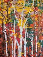 LARGE ORIGINAL FLORAL PAINTING abstract realism impressionism EARTH TONES RED 