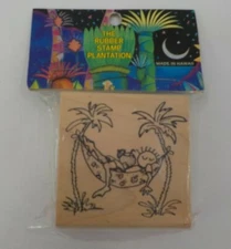 THE RUBBER STAMP PLANTATION PALM TREES PERSON IN HAMMOCK COCONUT DRINK STAMP NIP