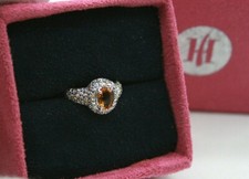 JOHN HARDY 18K WHITE GOLD YELLOW CITRINE RING WITH WHITE-YELLOW DIAMONDS.SIZE 5