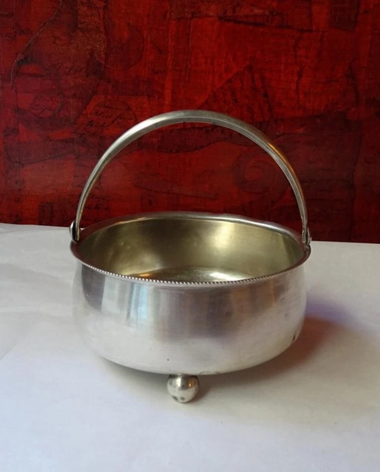 Antiguo cuenco de canasta ruso de plata esterlina con sello de principios del siglo XX Foto 2 de 4