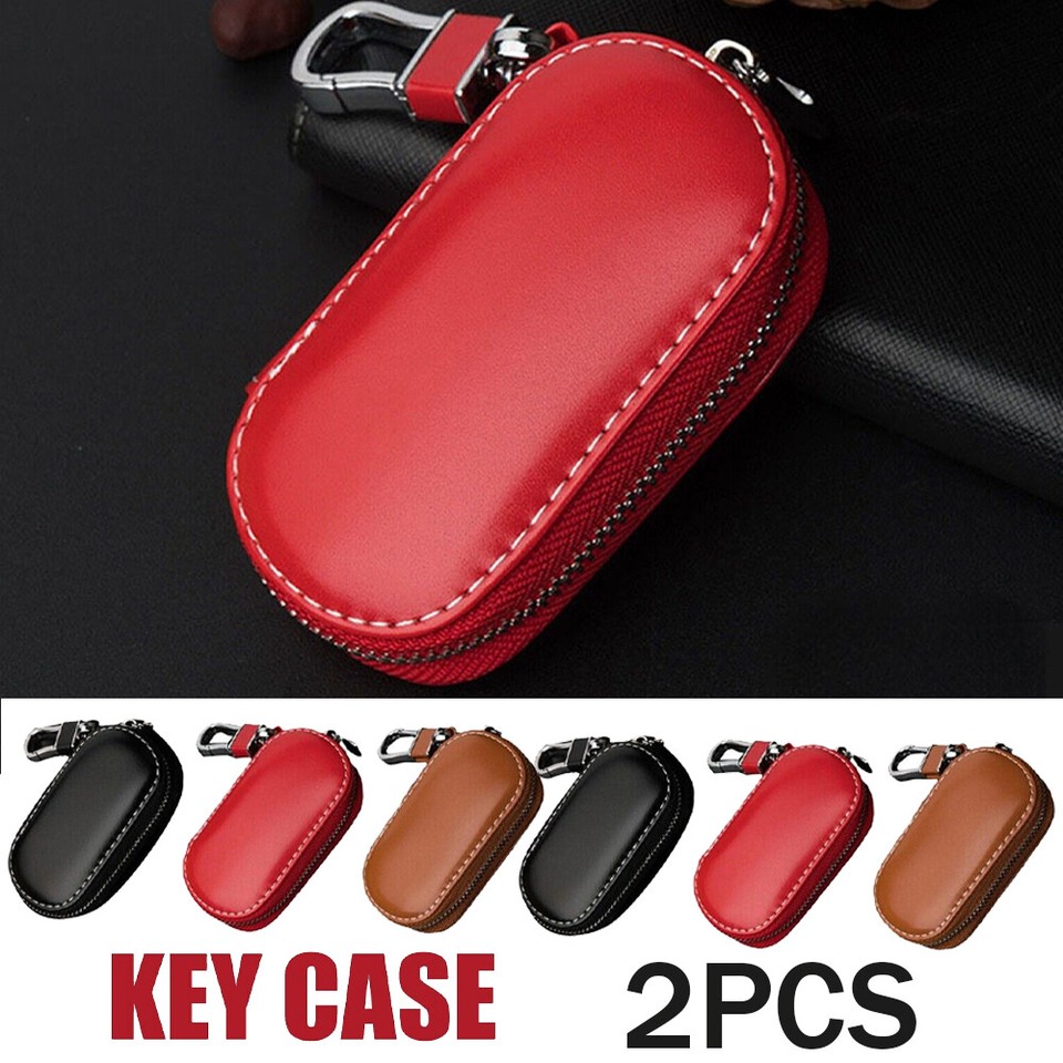 StarHide Genuine Leather Key Case - Zipper Pouch With Hook, Tan, 10x6x2.5 Cm, Car & House Key Holder