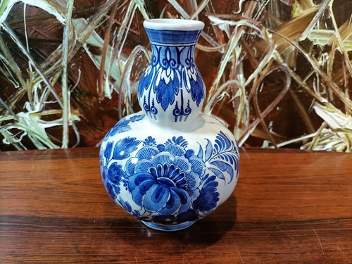 RAAM Delfts Blau Holland, schöne Flaschenförmige Vase 18,5cm mit Blumendekor - Picture 4 of 6