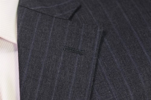 Paul Stuart Japan Charcoal Gray w/ Blue Stripes Wool Suit + 2 Pairs of Pants 36R - 第 5/10 張圖片