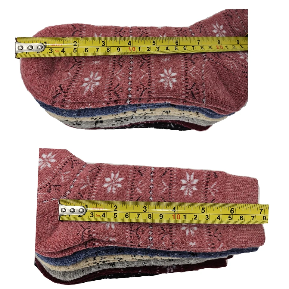 Paquete de 12 calcetines de lana de cordero cálidos para mujer botas de invierno calcetines estampados de renos de Navidad Foto 2 de 4