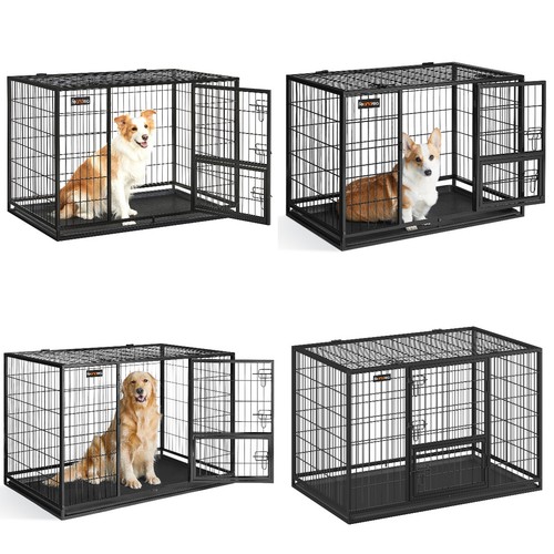 Hundekäfig L/XL/XXL Gitterbox Haustierkäfig 2 abnehmbare Türenschwarz - Bild 1 von 29