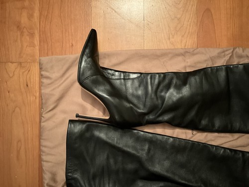 Gianvito Rossi Black Leather heel over-the-knee boots Size 37.5 US7.5 UK 4.5 - Picture 11 of 12