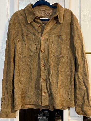 Chemise vintage en cuir Scapa veste beige bronzage XL boutonnée - Photo 1/12