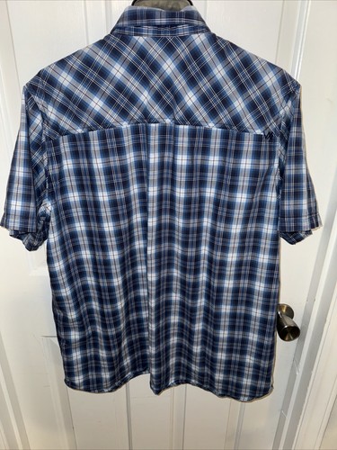 5.11 Tactical Men's Shirt Large Blue Plaid Button Up SS Outdoor Concealed Snap - Picture 5 of 5