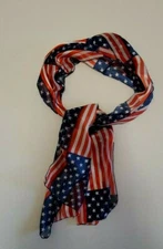 NEW FLAG SCARF RED WHITE & BLUE ELECTION JULY 4 PATRIOTIC STARS STRIPES AMERICA