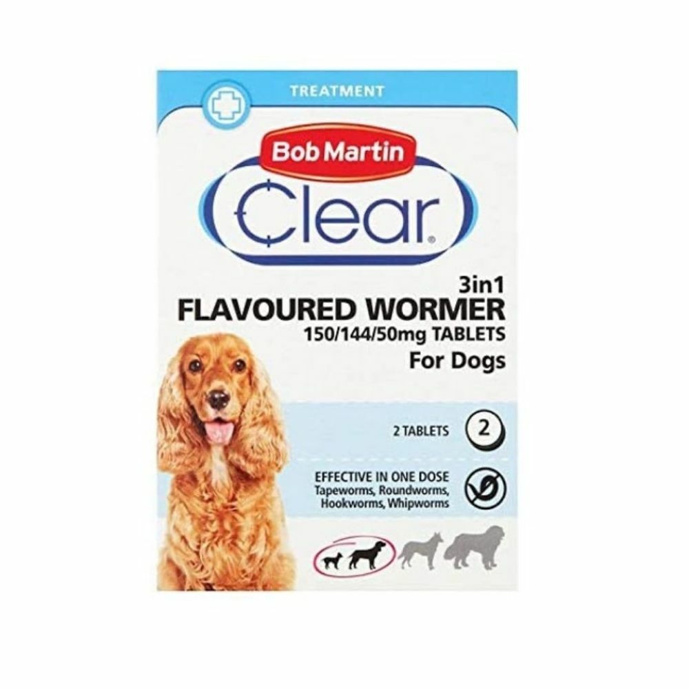 Bob Martin Wormers 3 In 1 Dog Dewormer Up To 20kg Worming Treatment x 2