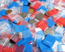 100pcs 7.87mil Tiny Small PE Plastic Zip Bag Blue Mini Bags 1.2 x 1.6 in