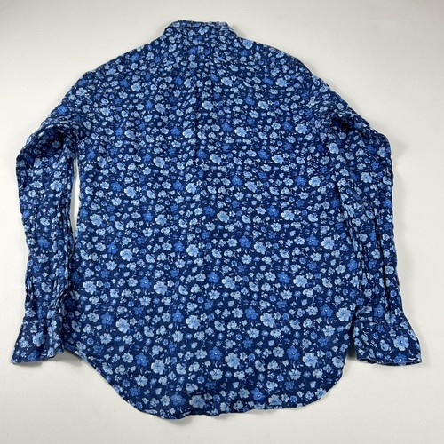 Camisa Ralph Lauren Lujo Lino Floral Abotonada Grande Azul Claro y Oscuro XS - Imagen 10 de 10
