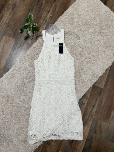Hollister Size XS White Lace Crochet Sleeveless Mini Dress NWT