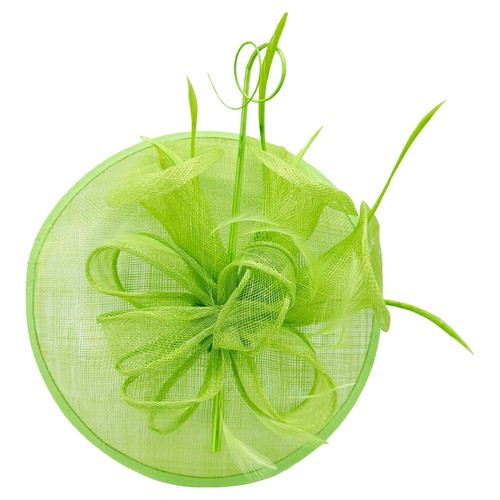 Lime Green Fascinator & Evening Clutch bag Set Women Headband Clip Hat Wedding - Picture 7 of 8
