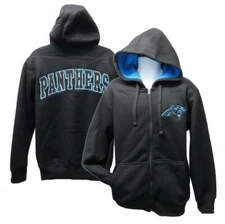 New Carolina Panthers Mens Sizes M-L-XL-2XL Black Hooded Thermal Thick Jacket