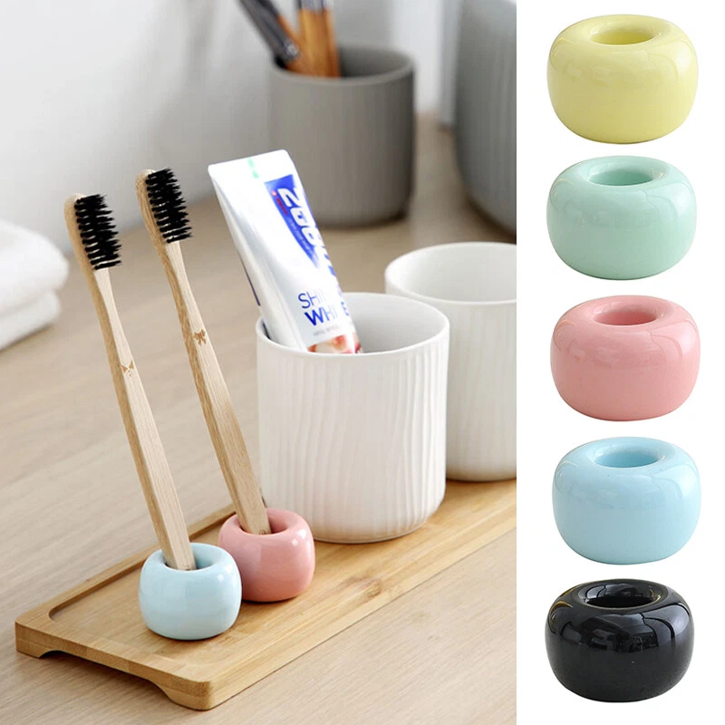 Mini Ceramic Couple Toothbrush Holder Handmade Bathroom Toothbrush Holde