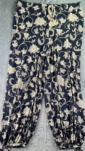 By Anthropologie Joanie Harem Pants Women’s Size L Navy Paisley Floral Print - Picture 18 of 18