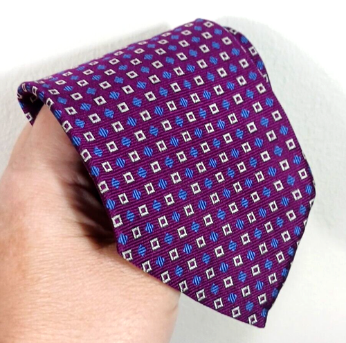 Lauren Ralph Lauren Silk Neck Tie Mens Classic Geometric Purple Blue Gray USA