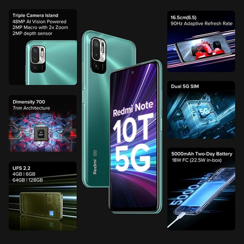 Redmi Note 10T 5G (RAM 4GB, 64GB) 6.5" 48MP Camera Dual SIM Googleplay Phone - 第 3/12 張圖片
