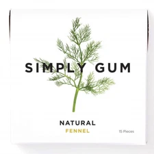Simply Gum Fennel Chewing Gum Pack of 6 (90 Pieces) Plant-Based Non-GMO