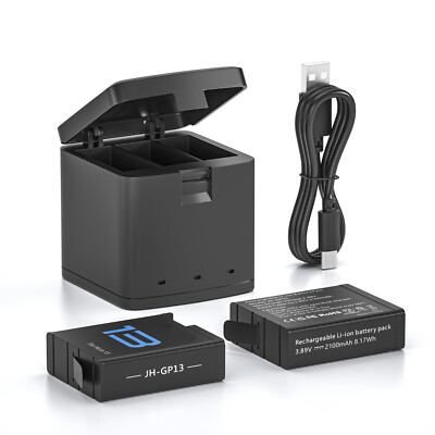 2-Pack Replacement Batteries for GoPro Hero 13 with 3-Channel Charging Station