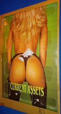 CURRENT ASSETS ORIGINAL VINTAGE SEXY GIRL PIN-UP MONEY FINANCE HUMOR POSTER 1988