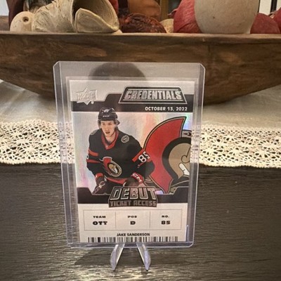 Upper Deck 2022-23 Credentials Debut Ticket Access Jake Sanderson #192 Senators