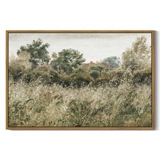 Vintage Landscape Framed Wall Art Meadow Scenery Farmhouse Decor Painting for...
