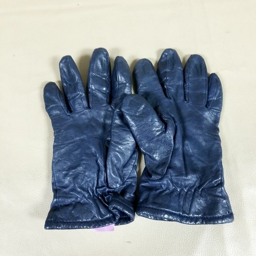 Grandoe Navy Blue Ladies Leather Driving Gloves Lined Size Large Breathable