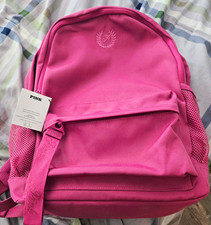 PINK Solid Pink Girls Backpack Polyester Zip Outer Pockets Adjustable Straps
