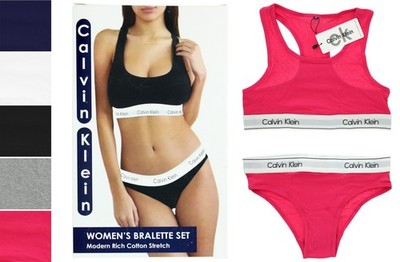 Calvin Klein Bralette Panty Set Modern Rich Cotton Stretch Underwear Bra Set