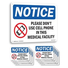 Please Don't Use Cell Phone OSHA Notice Sign Metal, Plastic, Decal 5 or 10 Pack