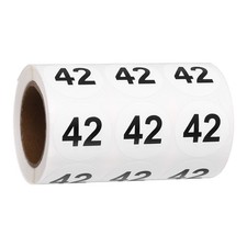 1.2" Small Round Number Stickers Roll, 1000 Pcs Circle Labels, Black Number 42
