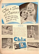 Chix Diapers Life Magazine 14inx10in Print Ad Babies Chicopee Sales