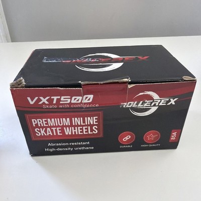 Rollerex VXT500 Inline Skate Wheels 8-wheel pack  Black 80mm -85A