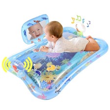 Inflatable Tummy Time Water Mat with Mirror   Portable Baby Play Mat for 0  12...