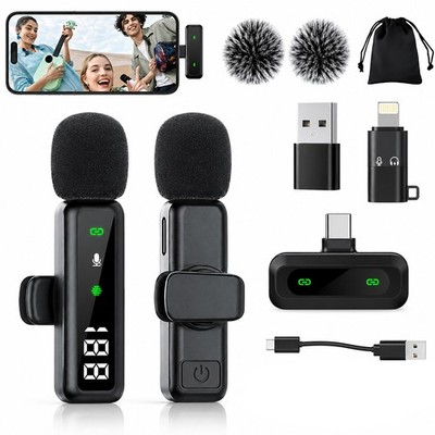 Wireless Lavalier Mic for iPhone Android USB-C Podcast YouTube Recording Mic US