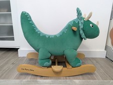 JoJo Maman Bebe Dinosaur Rocker Plush Triceratops Wooden Rocking Horse Toy