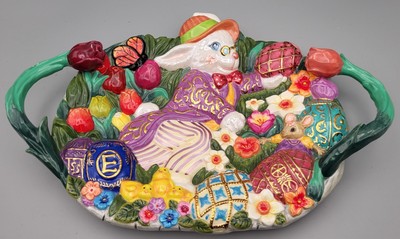 Christopher Radko  Dapper Hare Tray Colorful & Gold Accents, Cute Mouse ... Eggs